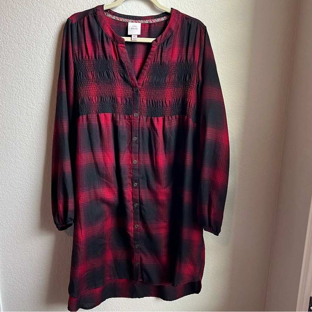Knox Rose Light weight flannel dress. Midi, XL